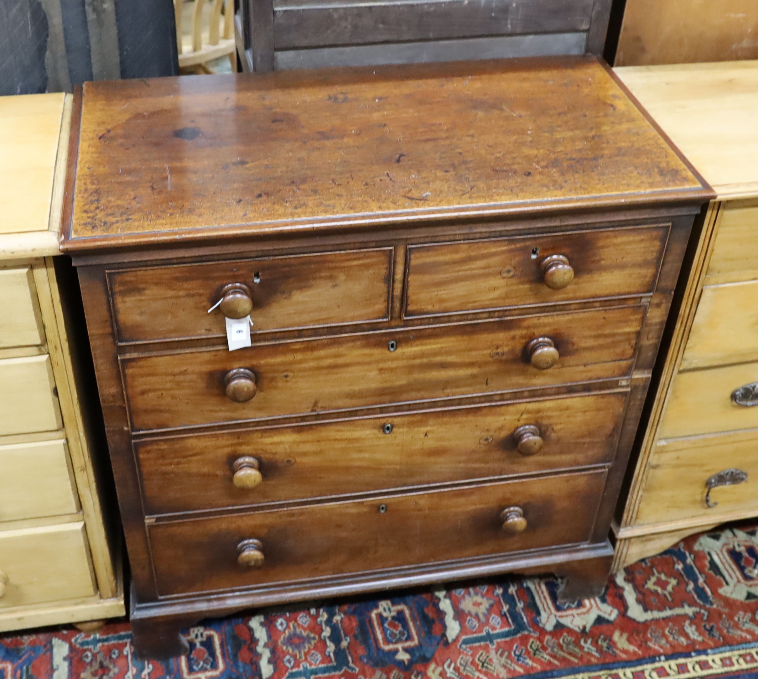 A George III mahogany two part chest, width 101cm, depth 51cm, height 106cm